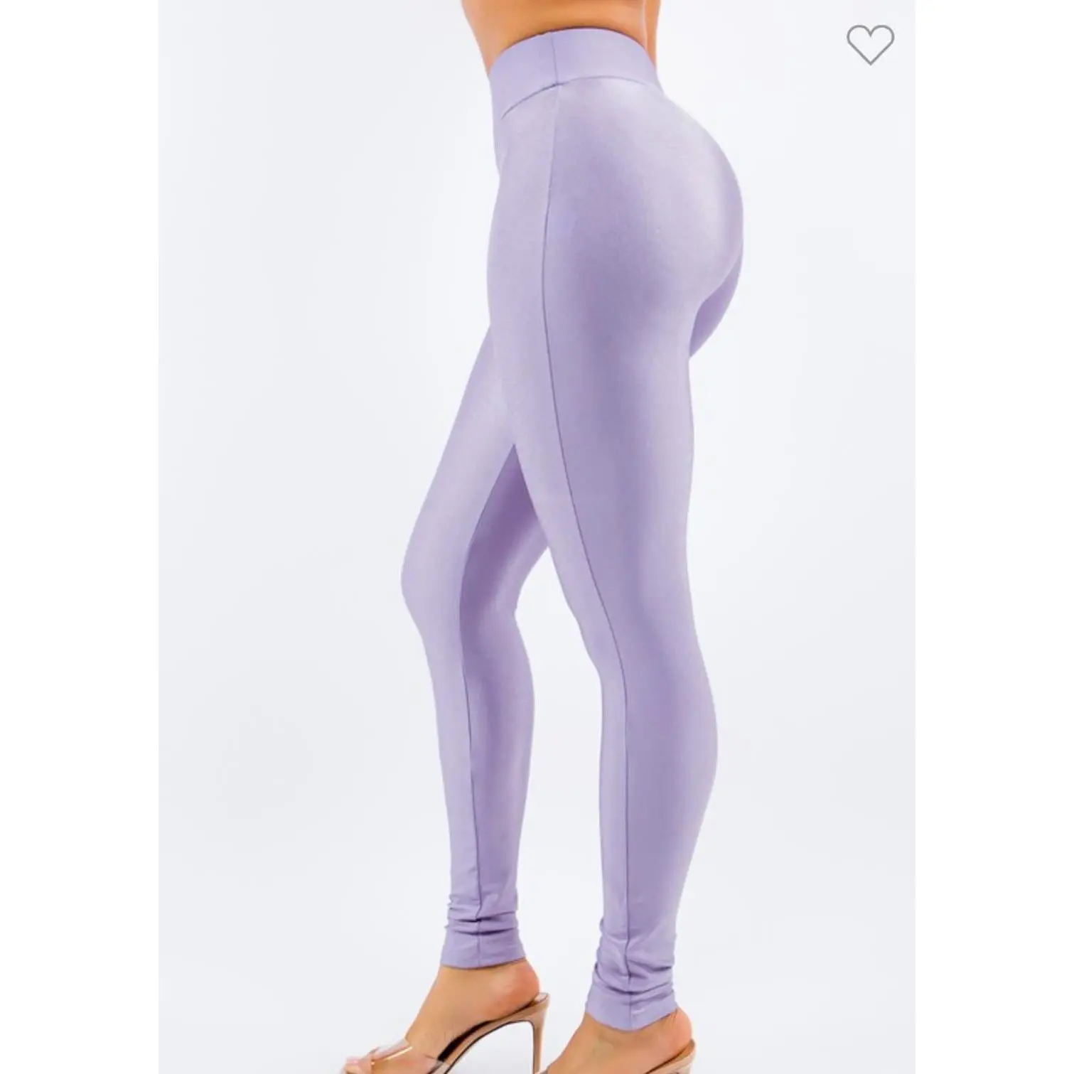 Women's High-Waist Lavender Luxe Plain Leggings - Female, Elegant, Ultra-Stretch Breathable Mix Fabric, Pull-On, Curve-Hugging Silhouette, All Seasons, Versatile for Active-Casual Wear