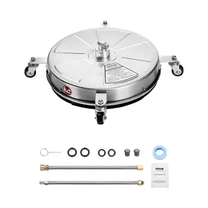fathersdaygift  VEVOR 18 Pressure Washer Surface Cleaner, Stainless Steel Pressure Washer Attachments with 4 Wheels, 4000 Max PSI, 1/4 Quick Connector, 2 Spray Nozzles, 2 Extended Wands for Concrete, Patio, Deck