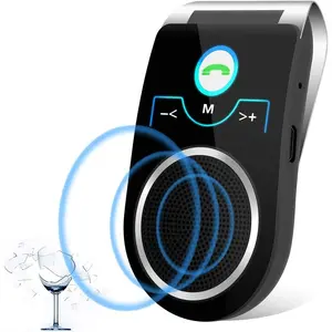 Hands Free Cell Phone Car Kit, Bluetooth 5.0 in Car Speakerphone with Visor Clip, Siri Google Voice Command Support,Built in Mic, Support 2 Phones Connected, Bluetooth Car Speaker for Safe Driving