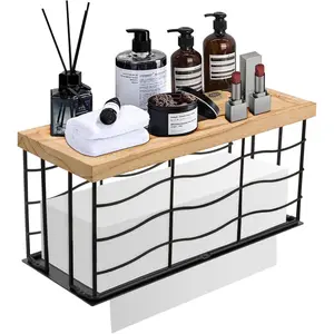Paper Towel Dispenser, Metal Paper Towel Holder with  Lid, Commercial Napkin Dispenser, Tri-Fold Paper Towel Stand for  Bathroom Kitchen, Wall Mounted & Countertop (Matte Black)
