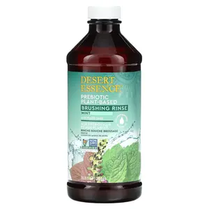 Desert Essence Prebiotic Plant-Based Brushing Rinse, Mint, 15.8 fl oz (467 ml)