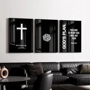 (3 Piece Set) God Religion Son Of God Jesus Cross Holy Light Whitepaper Poster HD Quality Poster Wall Art Painting Study Room Wall Decor Frameless