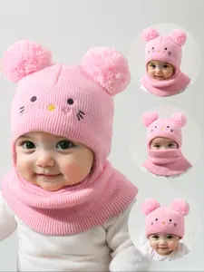 Cute Cat Embroidered Knit Hat for Babies & Toddlers, Warm Winter Beanie for Outdoor Use, Daily Commuting Essential, Moderate Fabric Thickness, Knitting Beanie