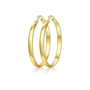 5MM Widened Curved Earrings 925 Silver Needle Hypoallergenic Large Hoop Earrings Gift for Women