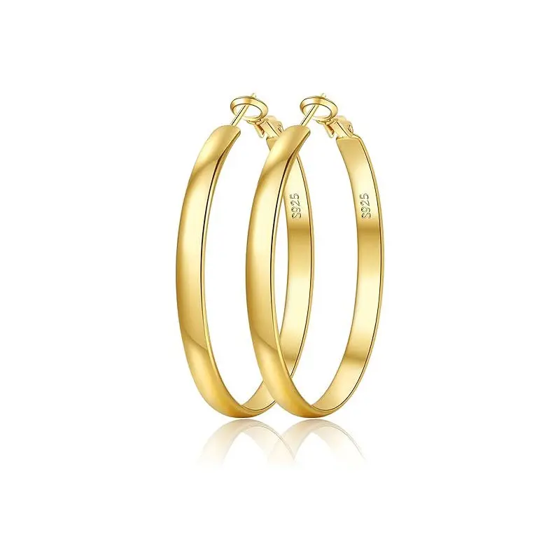 5MM Widened Curved Earrings 925 Silver Needle Hypoallergenic Large Hoop Earrings Gift for Women wide hoop earring Hoop Jewelry