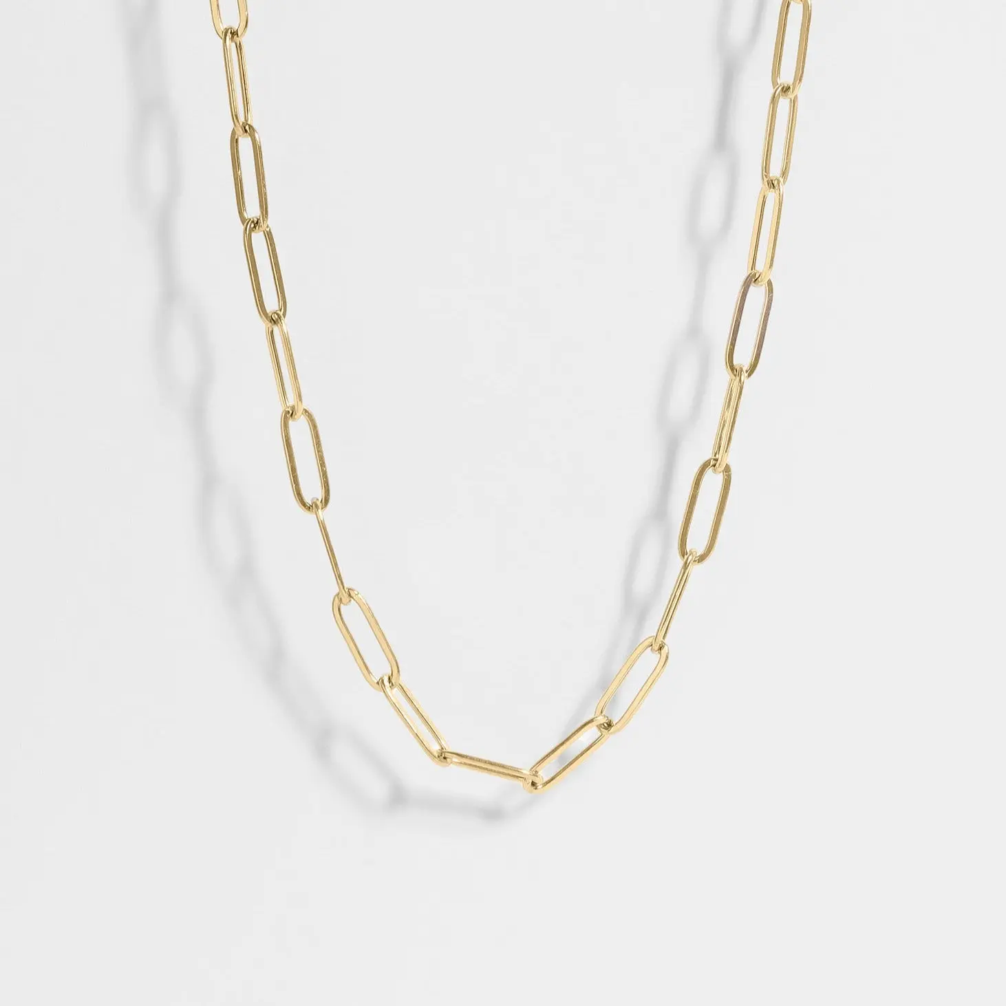 Paperclip Chain Necklace, Hypoallergenic & Waterproof Jewelry, Women's Necklace, Gifts for Her, Trendy Necklace, Girl Gift, Lovely Style, Everyday Jewelry - 18K Gold PVD Stainless Steel - 18K Gold PVD Stainless Steel