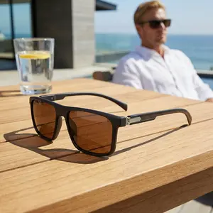 Fashion Polarized Sunglasses with Brown Lenses and Black Frame for Men christmas gift