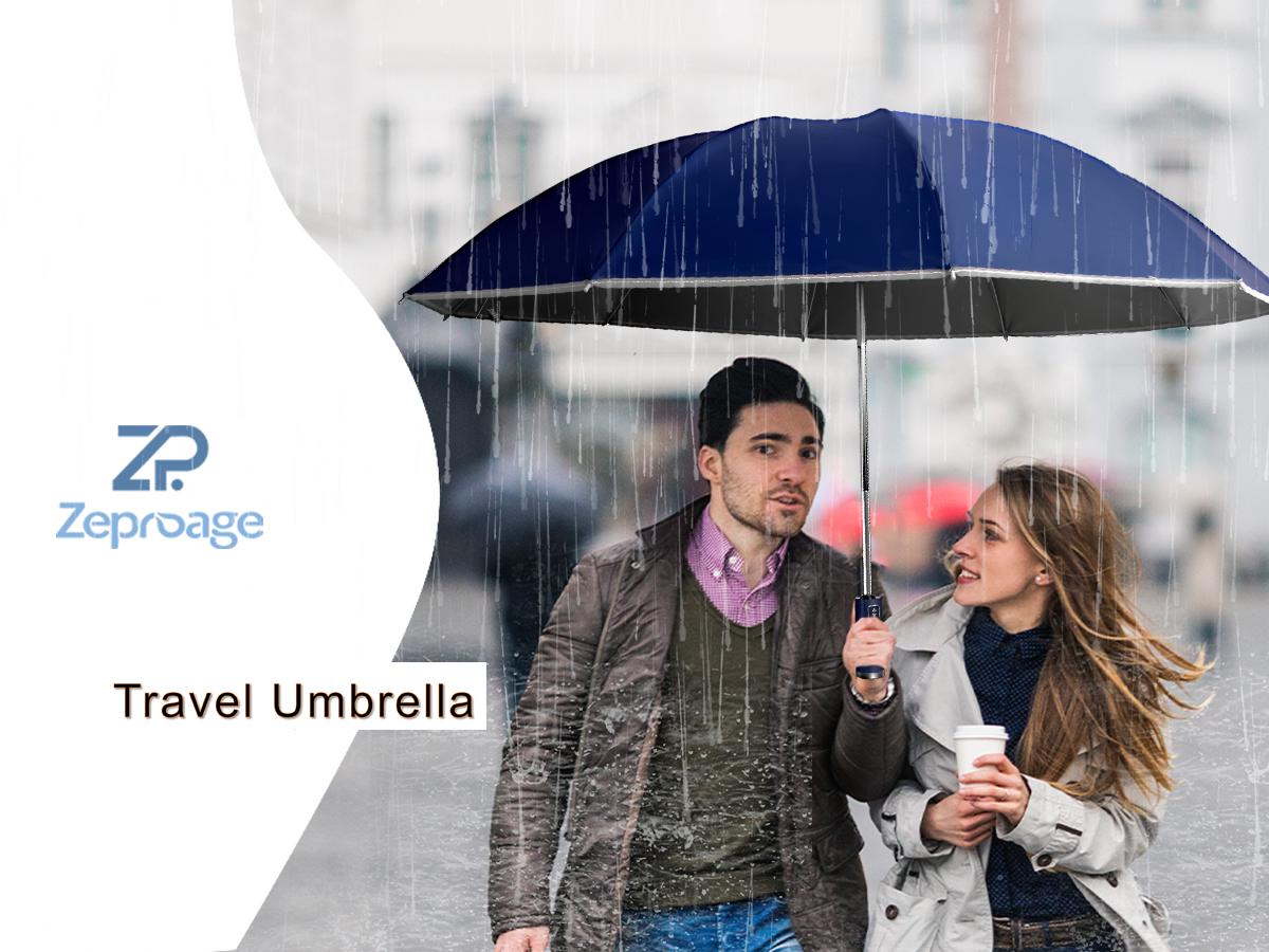 Zeproage UPF 50+ UV Protection Inverted Umbrella, Windproof, Automatic Open & Close, Folding Canopy with Reflective Stripe, Durable 10 Ribs, Portable for Travel, for Rain and Sun