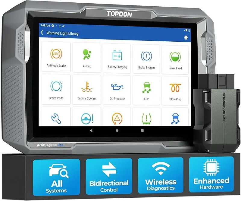 TOPDON ArtiDiag900 Lite Bidirectional Automotive Diagnostic Scanner with 8-Inch Touchscreen, Android11, Full System Testing, Active Test, 8 Resets, Wireless OBD2 Compatibility, DTC Repair Guide for Workshops (AD900 Lite)