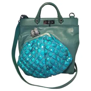 Pre-owned MARC JACOBS Leather Tote Bags Teal and Sequin Duffy Frog Tote