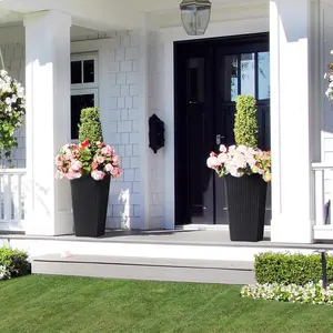 【Christmas Gift】Tall Indoor Plant Pots with Planting Baskets,Built-in Drainage & Automatic Watering, Convenient Water Inlet & Wheels, Durable Weather-Resistant Flower Decorative