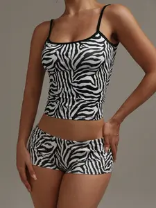 Women's Leopard Print Summer Set, Two-Piece Sexy Halter Top and Shorts, Stylish, Lightweight, Breathable and Comfortable for Warm Weather