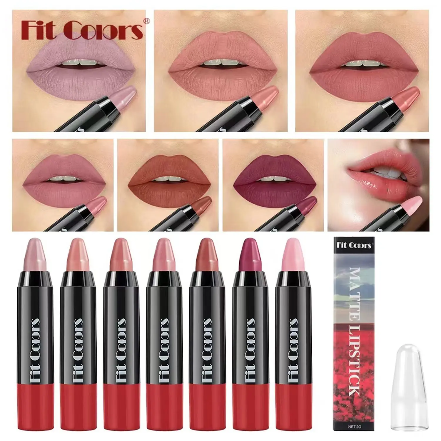 6-Pack Matte Lipstick Set, Long-Lasting Waterproof & Smudgeproof Matte Stick, Non-Stick Cosmetic with a Velvety Finish, Beauty Gift for Beginners, Daily, Evening, Multi-Pack, Smudge-Proof, 6-Colors, Alcohol-Free, Natural-To-Bold Shades, Makeup
