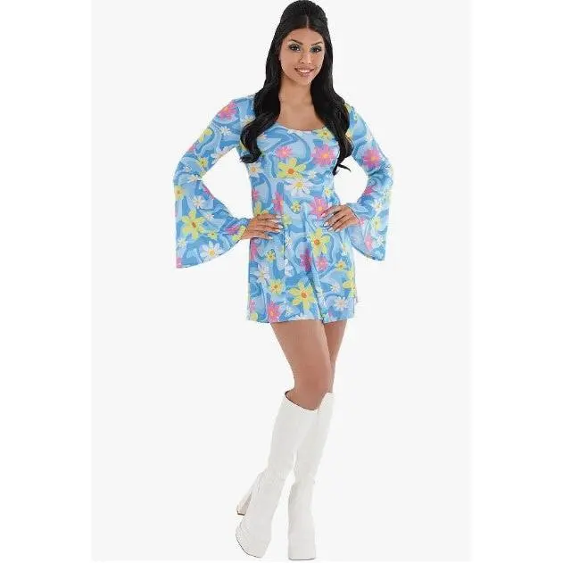 Flower Power Mini Dress - 1960's 1970's - Mod - Costume - Adult - 3 Sizes
