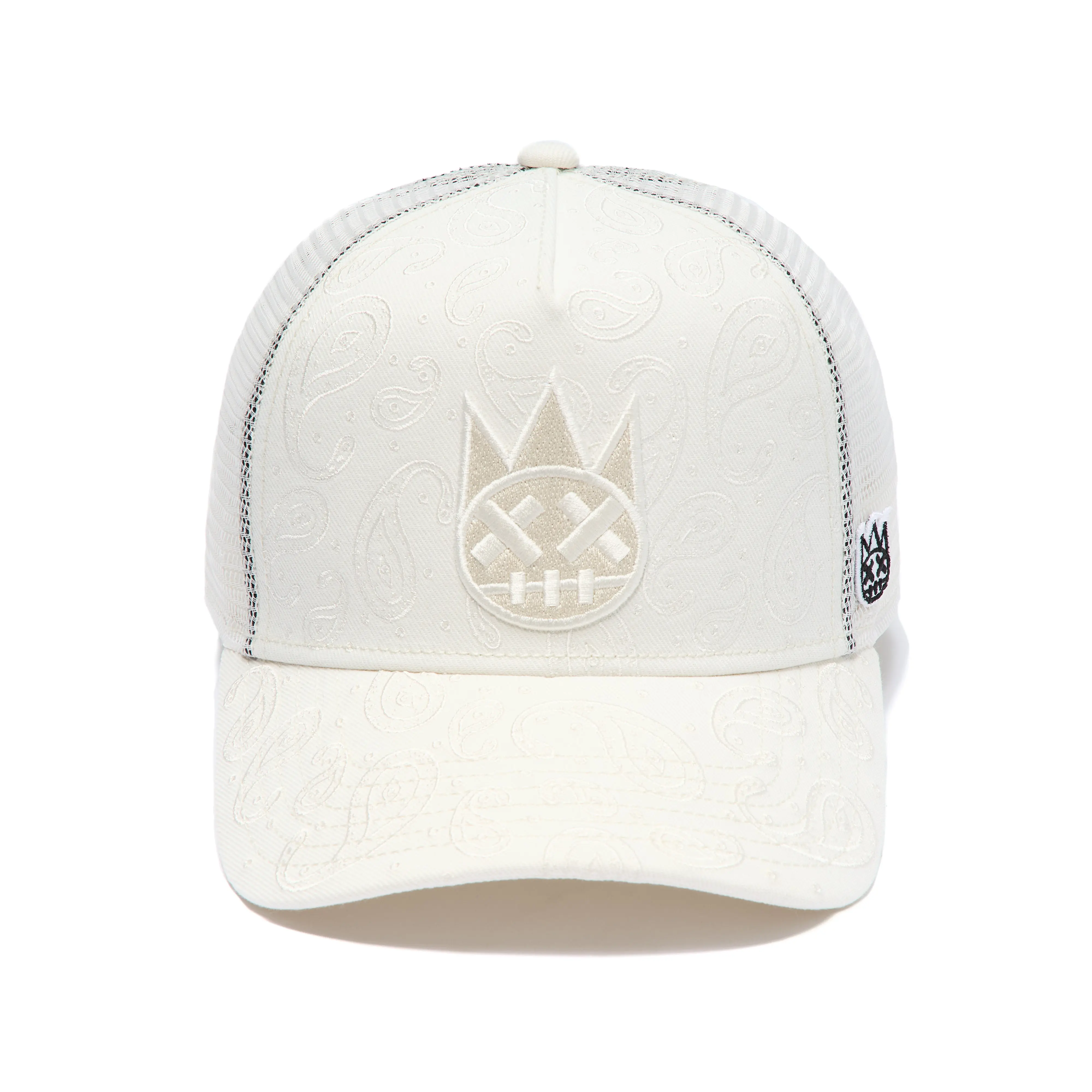 Cult's Mesh Back Trucker Hat "Paisley" In Winter White