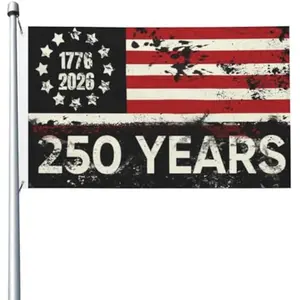 250 Years, America Flag, Blessings, 250th Anniversary, USA, Patriotic, , Polyester, Banner, Grommets, Garden, Yard, House, Indoor, Outdoor, Sport, Decoration