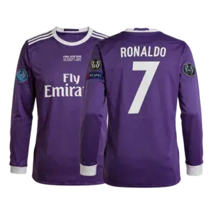 2016 17 Retro Away Purple Second Away Blue Home White No.7 Long Sleeved Soccer Jersey Top Fan Version