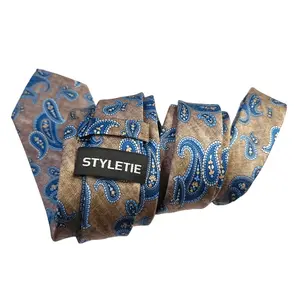Peanut Brown Blue Paisley Tie