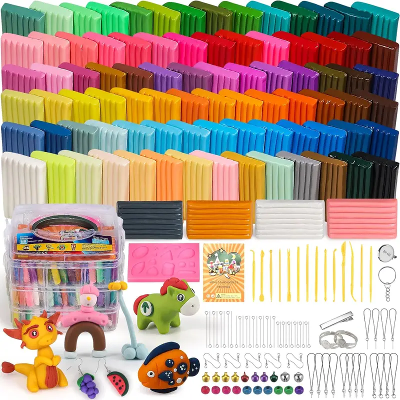 CIARAQ 88-Color Kid-Safe Oven-Bake Molding Clay Starter Kit - Non-Toxic, Non-Sticky Art Kit with 3 Molding Ways, Boil Method Option, DIY Craft Supply for Children, Ideal for Birthdays