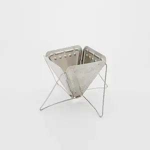 Sturdy Steel Portable Folding Coffee Dripper Holder with Strainer, Lightweight Foldable Hand Brew Coffee Filter Stand for Camping, Outdoor Activities