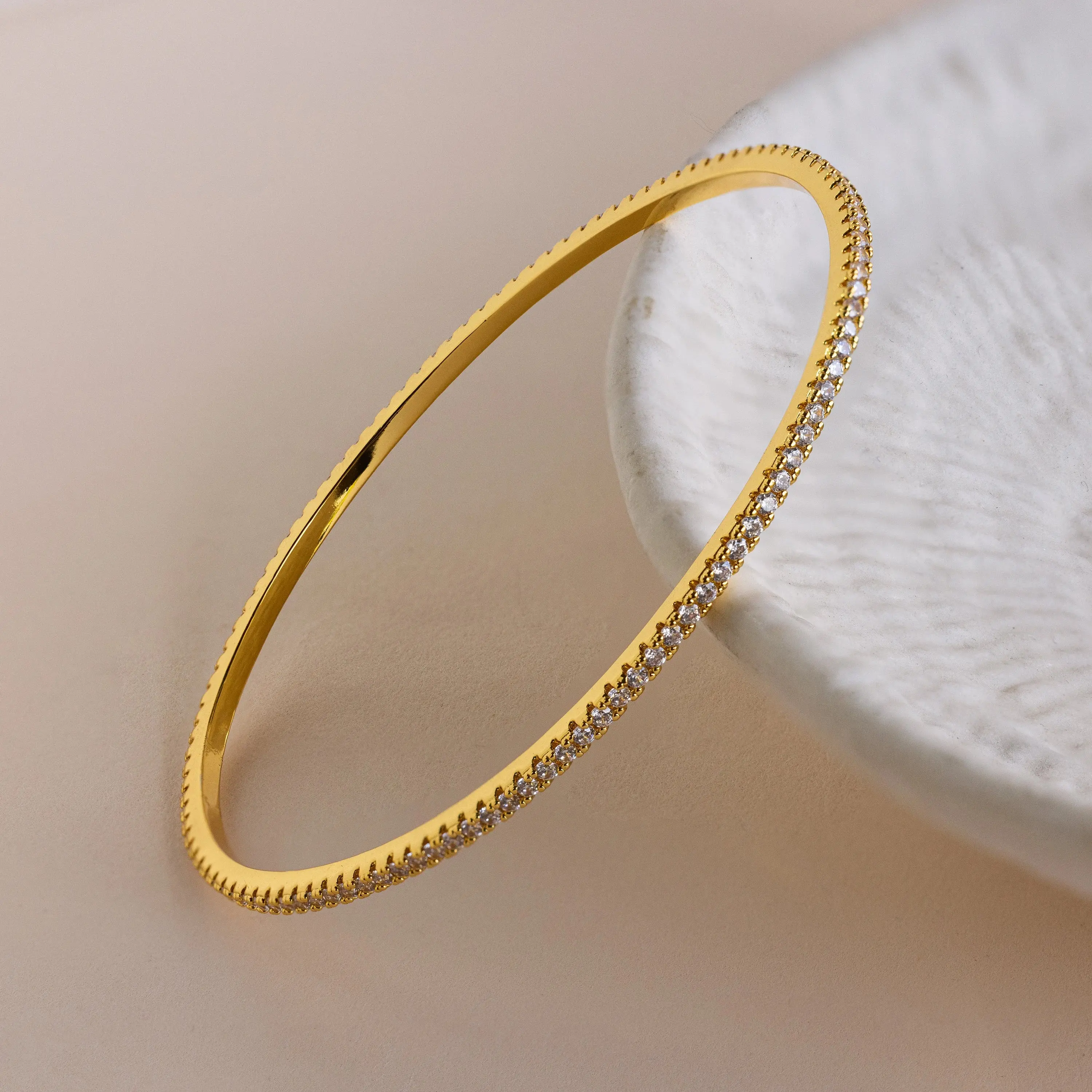 Classic Diamond Tennis Bangle by Caitlyn Minimalist - Skinny Pave Stacking Bracelet - Dainty Gold Bangle Bracelet - Wedding Jewelry - Gift for Her