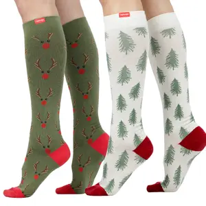Holiday Compression Sock Gift Bundle Knee-High Cotton Compression Socks for Women & Men, 15-20 mmHg, Circulation & Swelling Relief, Travel & Everyday Comfort