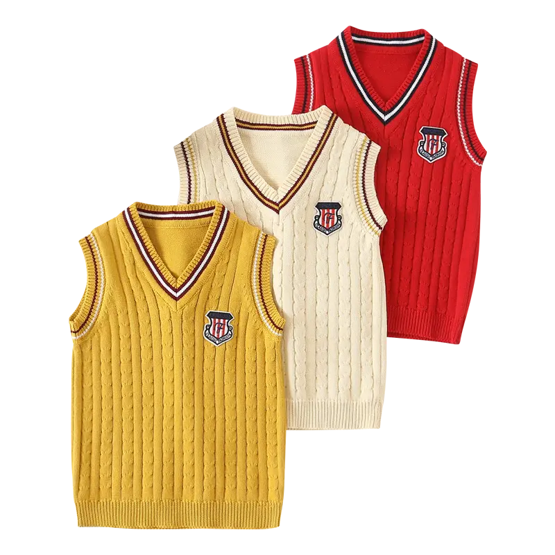 3-piece fall/winter sweater vest for boys and girls 4-12 years old knitted vest sweater college wind boy and girl pullover sweater Knitwear