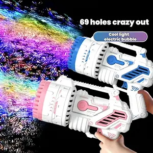 69 Holes Kids Bubble Gun with 5 Bottles Refill Solution, Bubble Machine Gun for Toddlers 1-3 Kids 4-8, Party Favors, Summer Toy, Outdoors, Easter, Birthday Gift