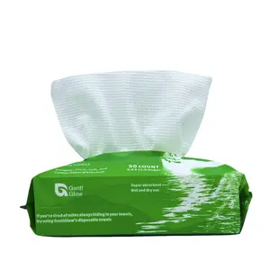 GentlGlow Clean Towels XL, Big and Thick  Multipurpose Towels, Reusable Facial Disposable Towels, Makeup Remover, Wet and Dry Wipes, 1 Pack (50 Count) 11.8 x 9.8 Inches  Hand Mask Cotton Kitchen wipe