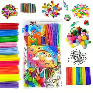 1650pcs Kids Craft Kit with Pipe Cleaners, Googly Eyes, Pom Poms, Buttons, Ice Cream Sticks, Sequins, and More Art Supplies