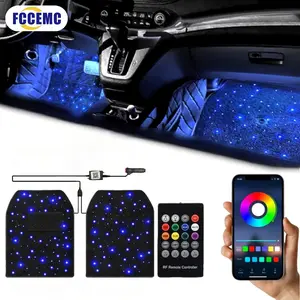 4/2PCS/Set Star Light Car Floor Mats Interior Ambient Lighting LED Galaxy Light Up Car Mats Floor Carpet Starlights For Car