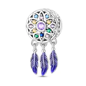 925 Sterling Silver Dreamcatcher Charms Fits Woman Bracelet Necklace Pendants