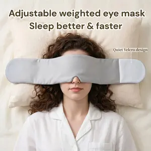 Adjustable 100% Blackout Weighted Sleep Mask, No Strap 360° Wraparound Cooling Eye Mask, Side Sleeper Friendly, All Head Sizes, Deep Pressure Relief