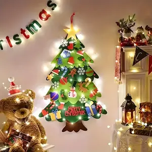 30pcs Set of Maximum Fun DIY Felt Christmas Tree Set, Suitable for Home Wall Hanging Felt Christmas Handmade Set, Christmas Decoration Party Supplies Gifts, Best Choice for Christmas