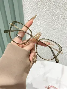 Unisex Fashionable Cat Eye Frame Eyeglasses, Trendy Casual Anti-blue Eyeglasses for Everyday Use, Fashion Accessories for Outdoor Activities