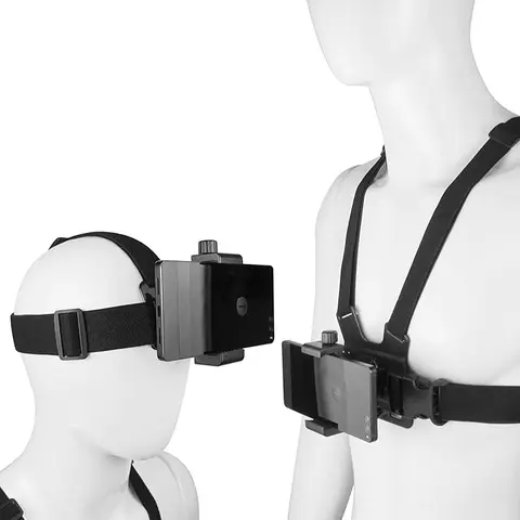 Head and Chest Strap Camera Attachment Mount - Phone Accessories, Adjustable Shooting Angle, 4-7 In Hands-Free Gear for POV Shots, Compatible with iPhone and Action Cameras (GoPro, Insta360, DJI Osmo), Lightweight Durable Filming Accessory