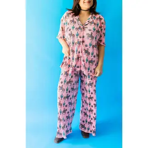 TABY ORIGINAL:Rebel Rose Plisse Pant Set In Sizes XS-5X***