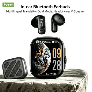 HTC NE72 In-Ear Bluetooth Headset & Earbuds - Bluetooth 6.0,. Charging Case Speaker Mode, Translation Function Switching, Smart Touchscreen, Noise Cancellation, TikTok Swipe Control, Mini Side Sleep Design, Waterproof for Gaming & Calls