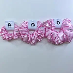 A&J Scrunch Pink Satin Scrunchies