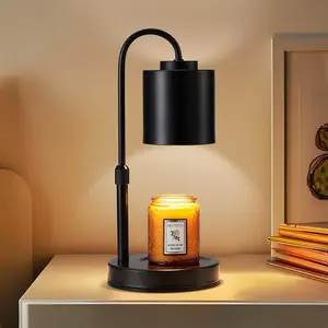 Candle Warmer Lamp with Timer & Dimmer, Height Adjustable Electric Candle Warmer for Jar Candles, Gifts for Mom, Bedroom Home Decor, Candle Wax Warmer with 2 Bulbs Black