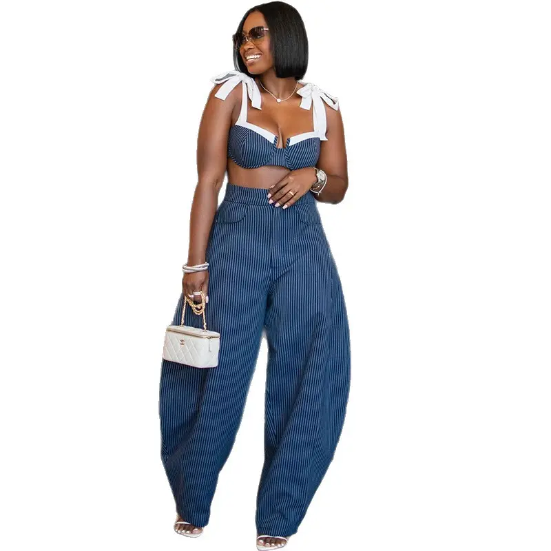 Women's 2026 New Summer Polyester 2-Piece Clothing Set - Strappy Sleeveless Crop Top, V-Neck Long-Sleeve Crop Top, Short-Sleeve High-Waist Trouser, Scuba Cozy Lounge & Beach Casual Everyday Wear, 2 Piece Sets, Crop Tops