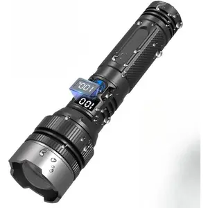 2-in-1 High Bright Flashlight with Power Bank Function, Smart Digital Power Display, USB Rechargeable Design, Level 4 Waterproof, Dimmable Brightness Handheld Light for Outdoor Camping, Emergency Use, Home Garage and Night Lighting