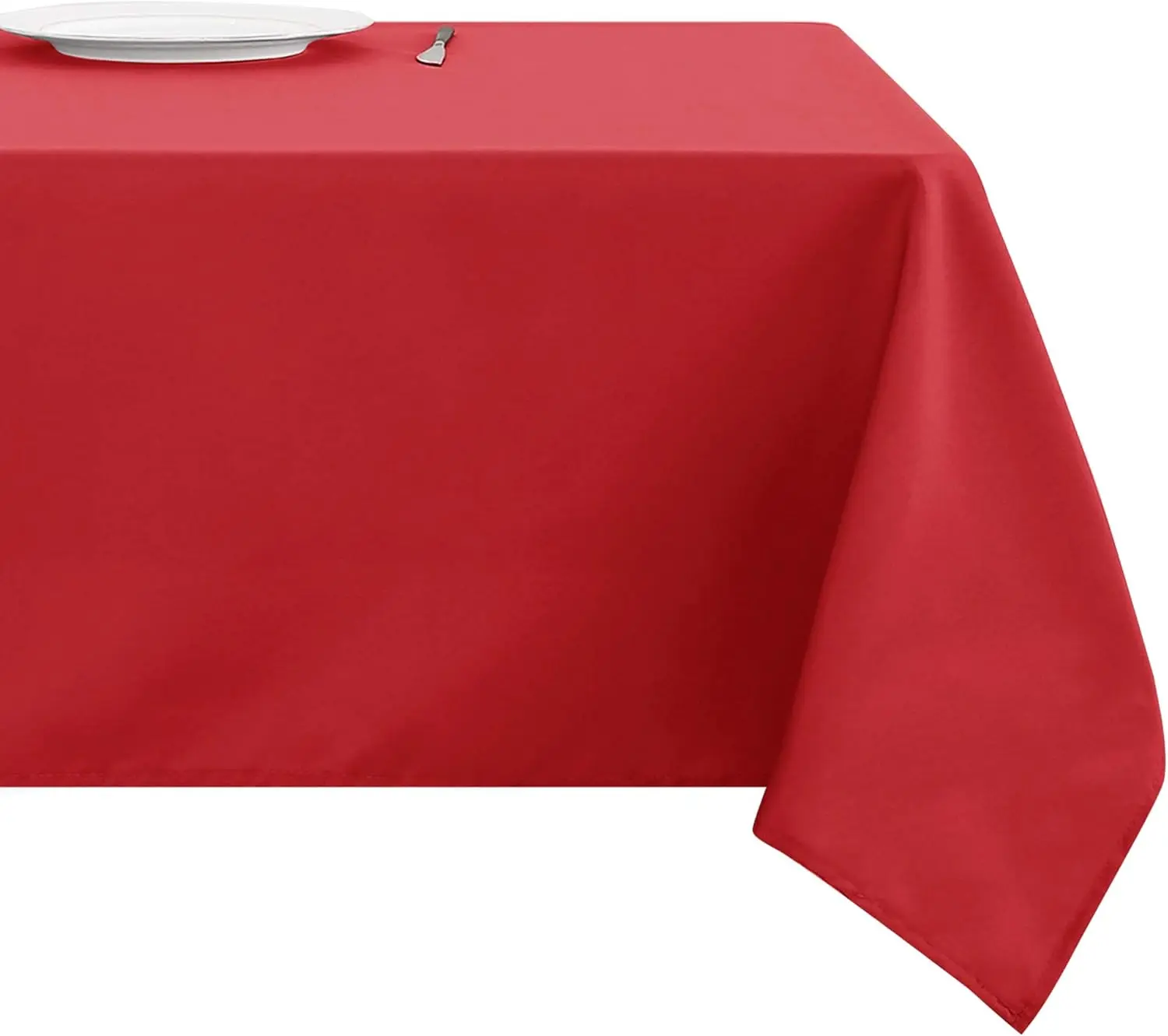 Deconovo Red 100% Polyester Oxford Fabric Tablecloth - Waterproof, Wrinkle-Resistant, Washable, Wipe Clean Table Top Cover for Thanksgiving, Brunches, Protects Tables and Furniture, Compatible with Place Mats (Square/Rectangle)
