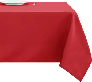 Deconovo Waterproof Red Tablecloth – Spill-Resistant Square/Rectangle Table Cover for Parties, Dining, Events
