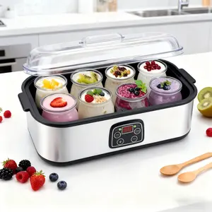 Digital Yogurt Maker with 8 Glass Jars 1400ML Large Capacity Constant Temperature Fermentation Custom Flavors Easy to Use Electric Yogurt Maker for Homemade Probiotic Yogurt