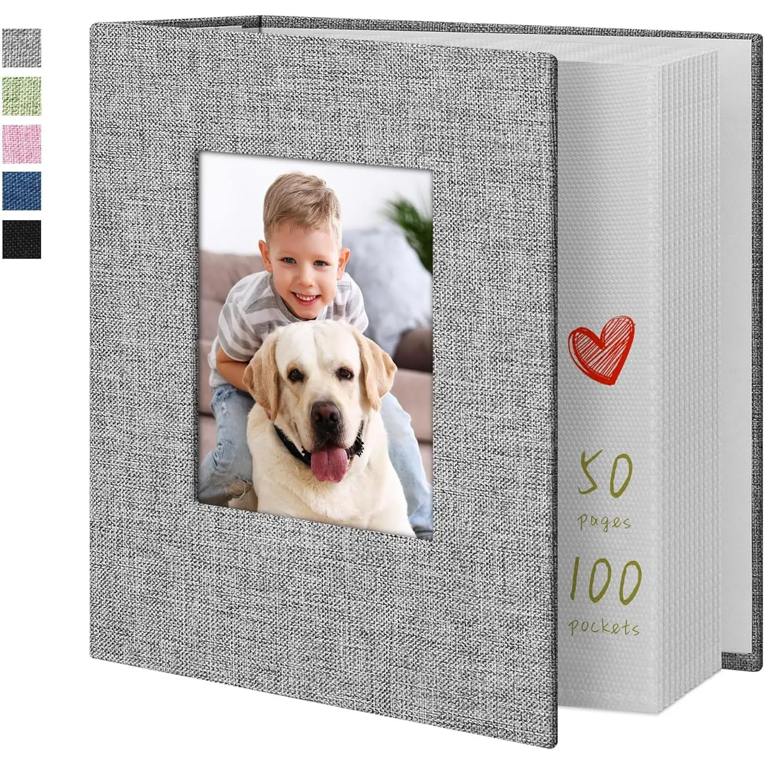 Photo Album 4x6 100 Pockets Photo Albums with Linen Cover Picture Albums for Family, Wedding, , Photo Book Holds Vertical Pictures Grey