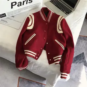 2025 Red Baseball Uniform 2024 Autumn New Jackets for Women Casual Loose Long Sleeves Single Breasted Bomber Jacket Women Coat winter