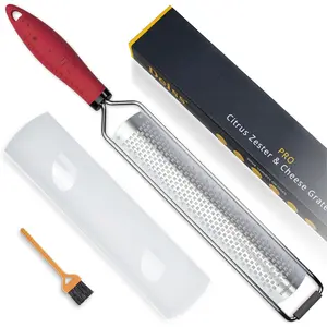 PRO Citrus Zester & Manual Cheese Grater - Parmesan, Lemon, Ginger, Garlic, Nutmeg,  -  Stainless Steel  - Dishwasher Safe