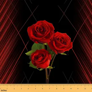 Abstract Ombre Fabric by The Yard,1 Yard,Romantic Rose Decorative Waterproof Outdoor Fabric,Red and Black Upholstery Fabric