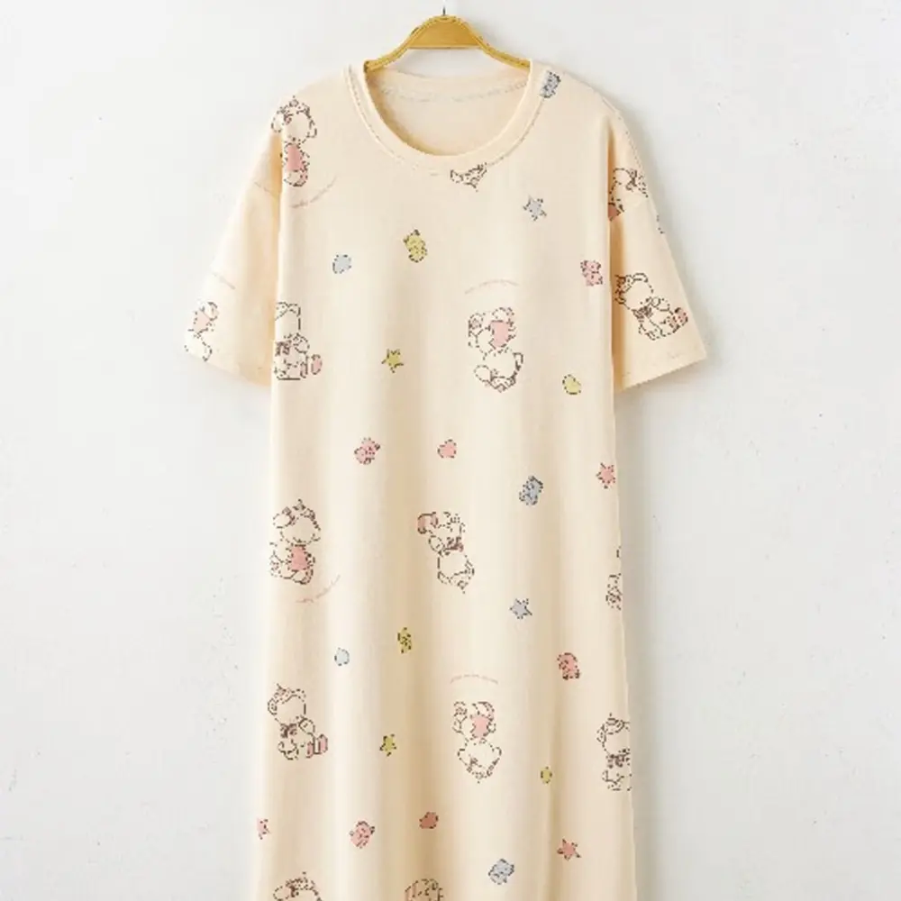Cotton Pajamas Nightgown Sleepwear SleepShirt Sleep Dress Night Dress Nightshirt Loungewear womenswear Breathable Pullover homeward